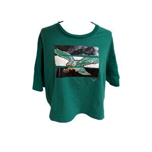NFL Team Apparel Philadelphia Eagles Cropped Boxy Tee Green XXL | Official NFL